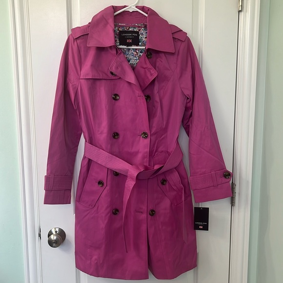 Like new London Fog trench with hood in Orchid - Picture 1 of 8